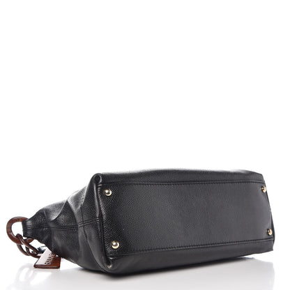 Chanel Caviar CC Wood Chain Hobo Black 4 of 13