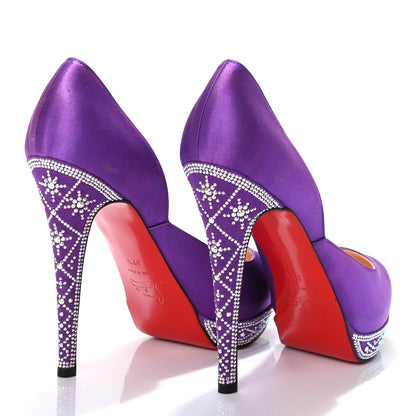 Christian Louboutin Satin Strass Eugenia 140 Pumps 39.5 Purple 4 of 8