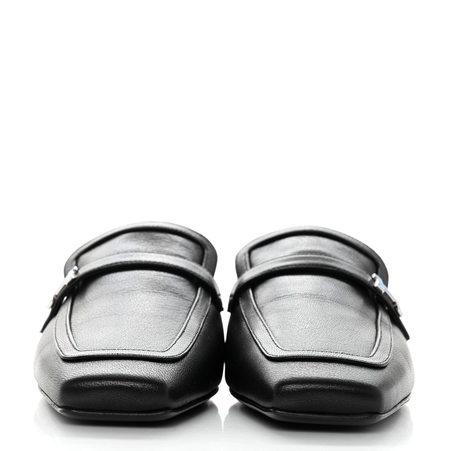 Hermes Goatskin Groupie Mules 38.5 Black 2 of 9