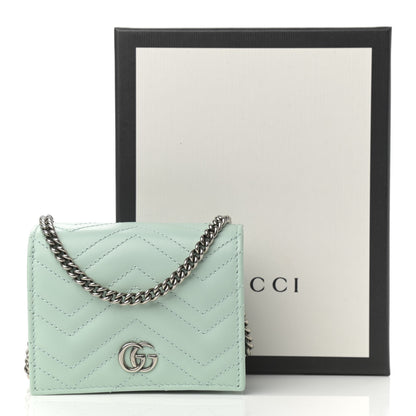 Gucci Calfskin Matelasse GG Marmont Mini Wallet On Chain Water Green 11 of 11