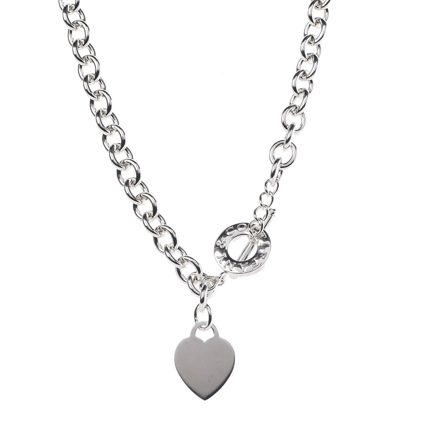 Sterling Silver Heart Tag Toggle Necklace