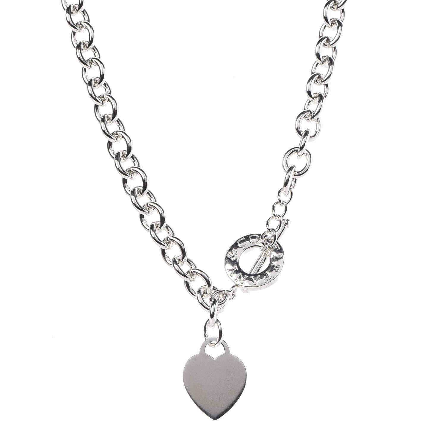 Tiffany Sterling Silver Heart Tag Toggle Necklace 1 of 7