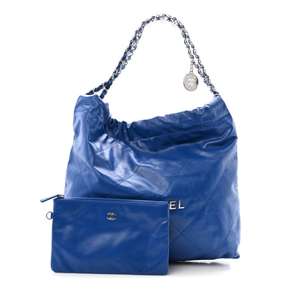 Chanel Shiny Calfskin Quilted Chanel 22 Blue 3 of 13
