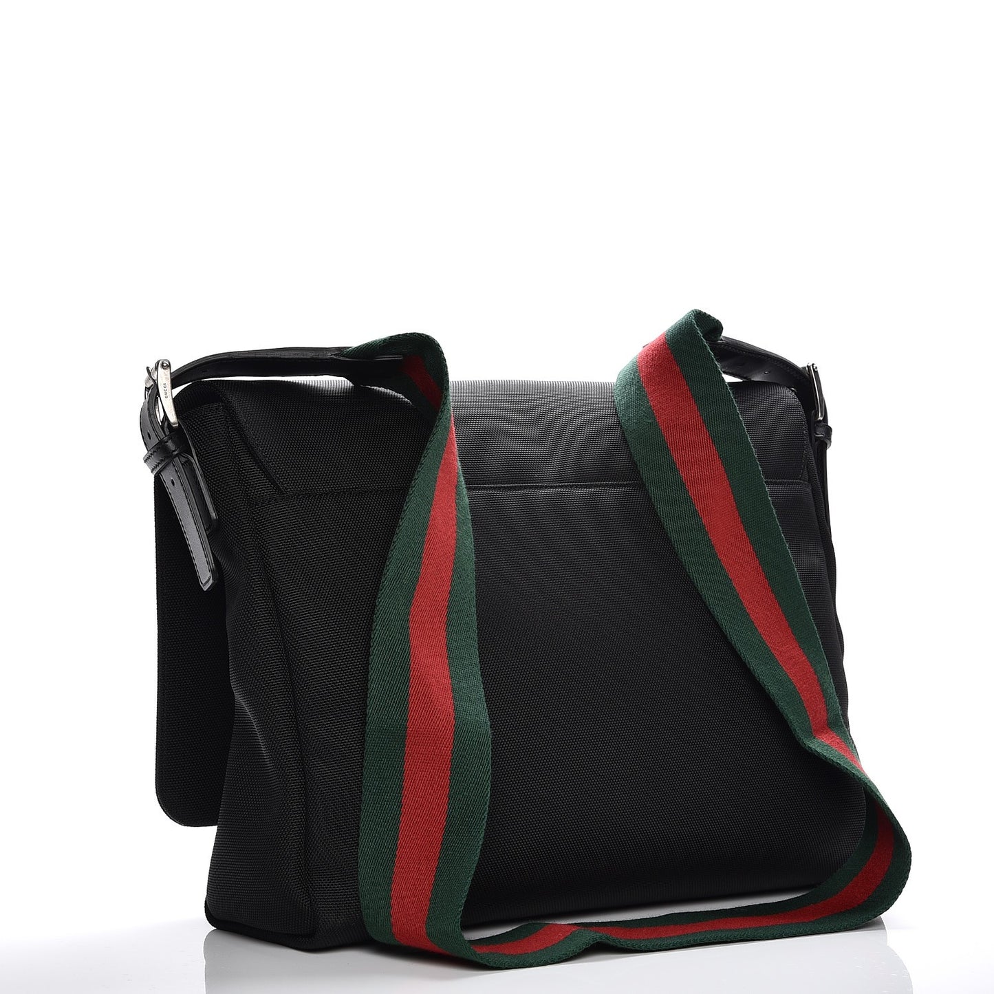 Techno Canvas Web Large Flap Messenger Bag Black