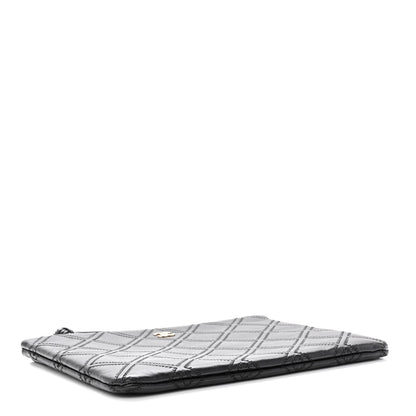 Chanel Lambskin Double Stitch Quilted Tassel Cosmetic Case Black 4 of 8