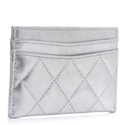 Chanel Metallic Lambskin Quilted Card Holder Silver 3 of 10
