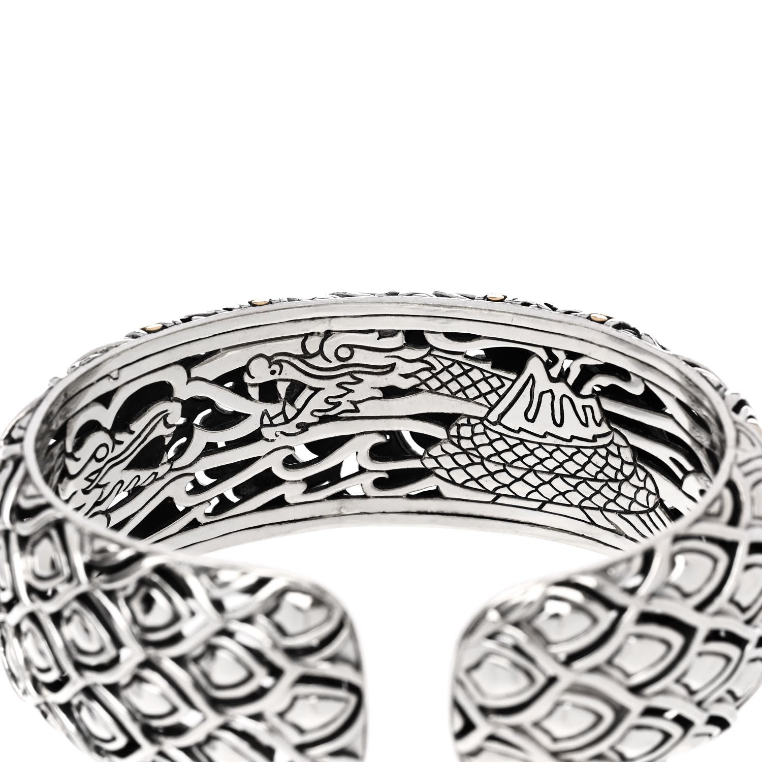 John Hardy Sterling Silver 18K Yellow Gold Legends Naga Kick Cuff Bracelet 4 of 4