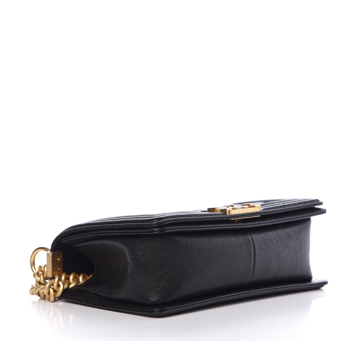 Caviar Chevron Quilted Medium Boy Flap Black