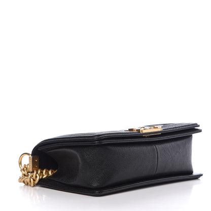 Chanel Caviar Chevron Quilted Medium Boy Flap Black 4 of 8