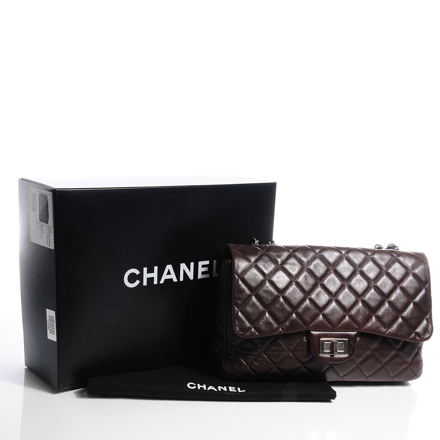 Lambskin Hybrid Reissue Jumbo Flap Dark Brown