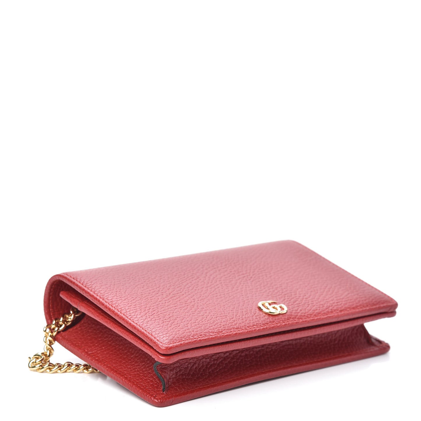 Dollar Calfskin Mini GG Marmont Chain Wallet Hibiscus Red