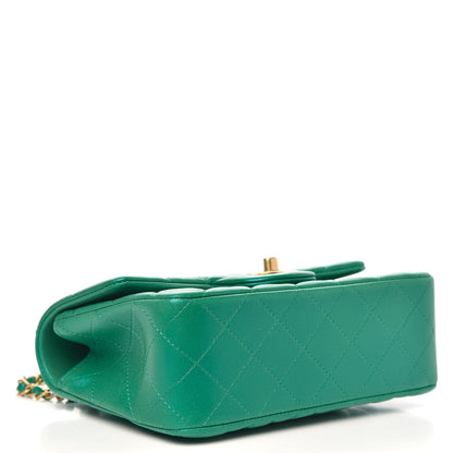 Chanel Iridescent Lambskin Quilted Mini Top Handle Rectangular Flap Green 4 of 11