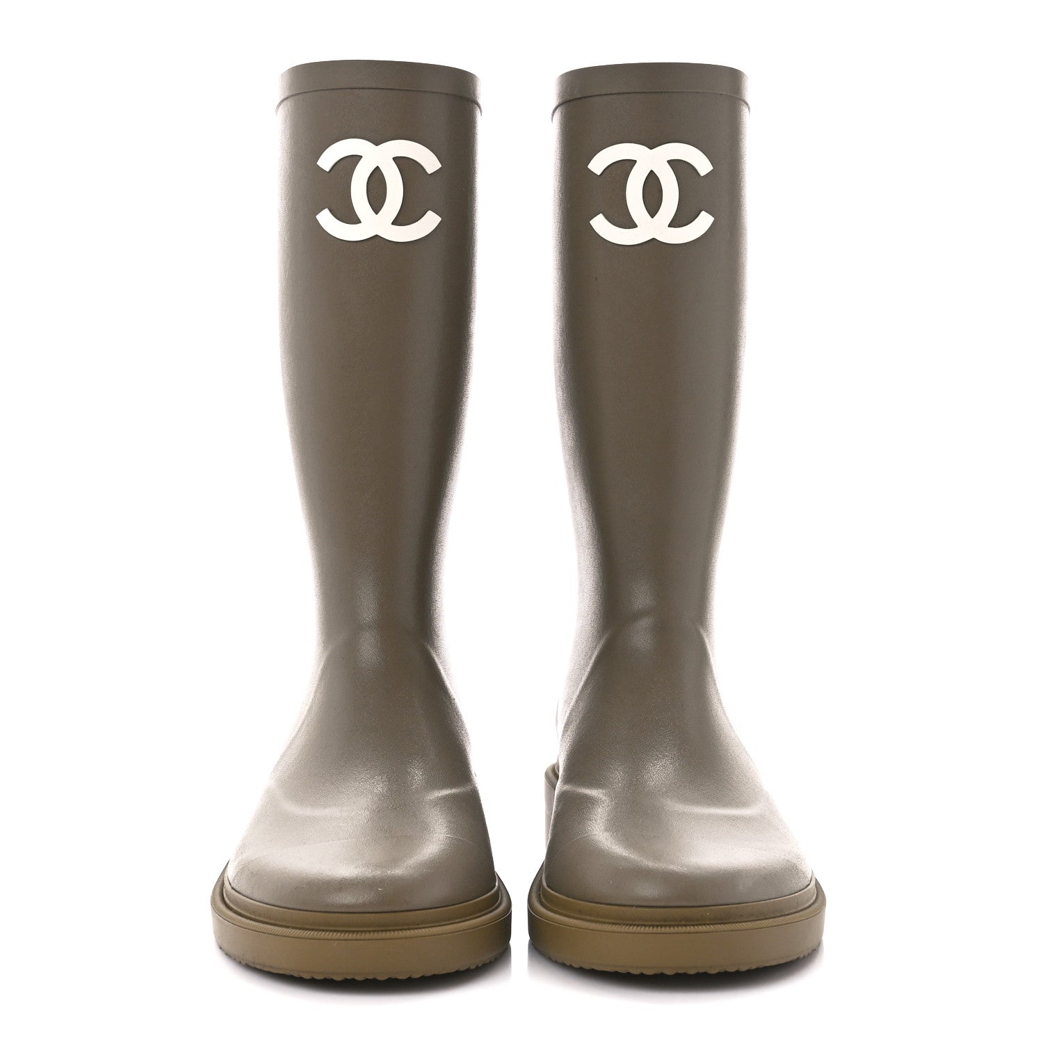 Chanel Caoutchouk CC High Boots 39 Dark Beige 2 of 8