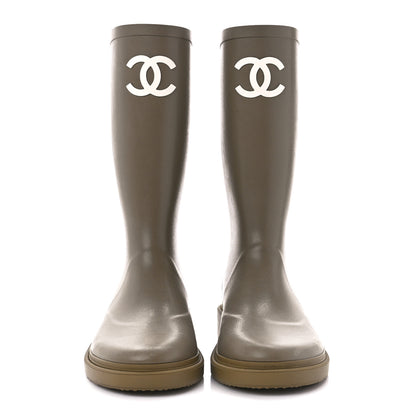 Chanel Caoutchouk CC High Boots 39 Dark Beige 2 of 8