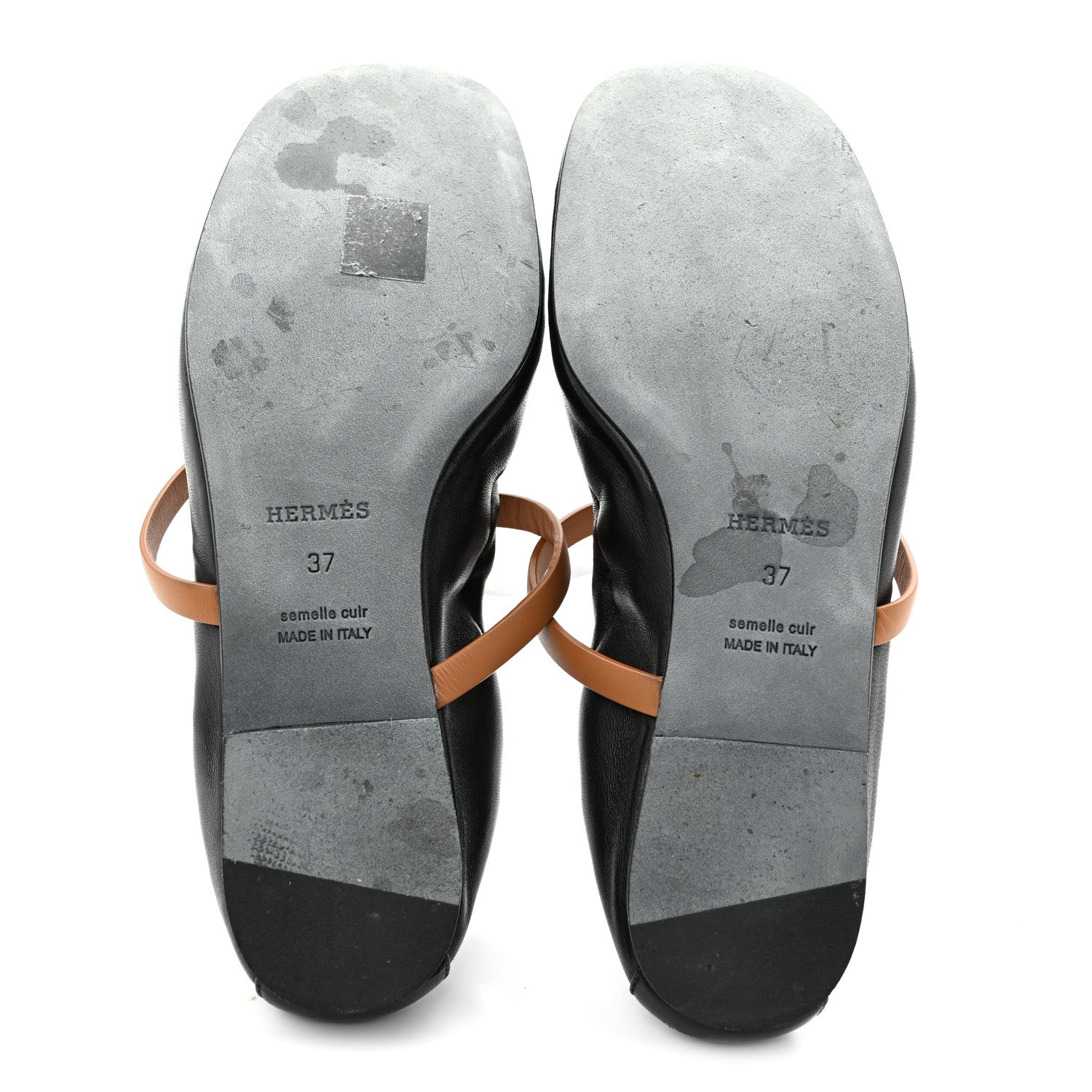 Hermes Nappa Jolly Ballet Flats 37 Black Naturel 6 of 11