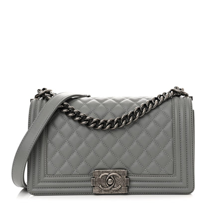 Chanel Calfskin Quilted Medium Boy Flap Grey 1 of 10