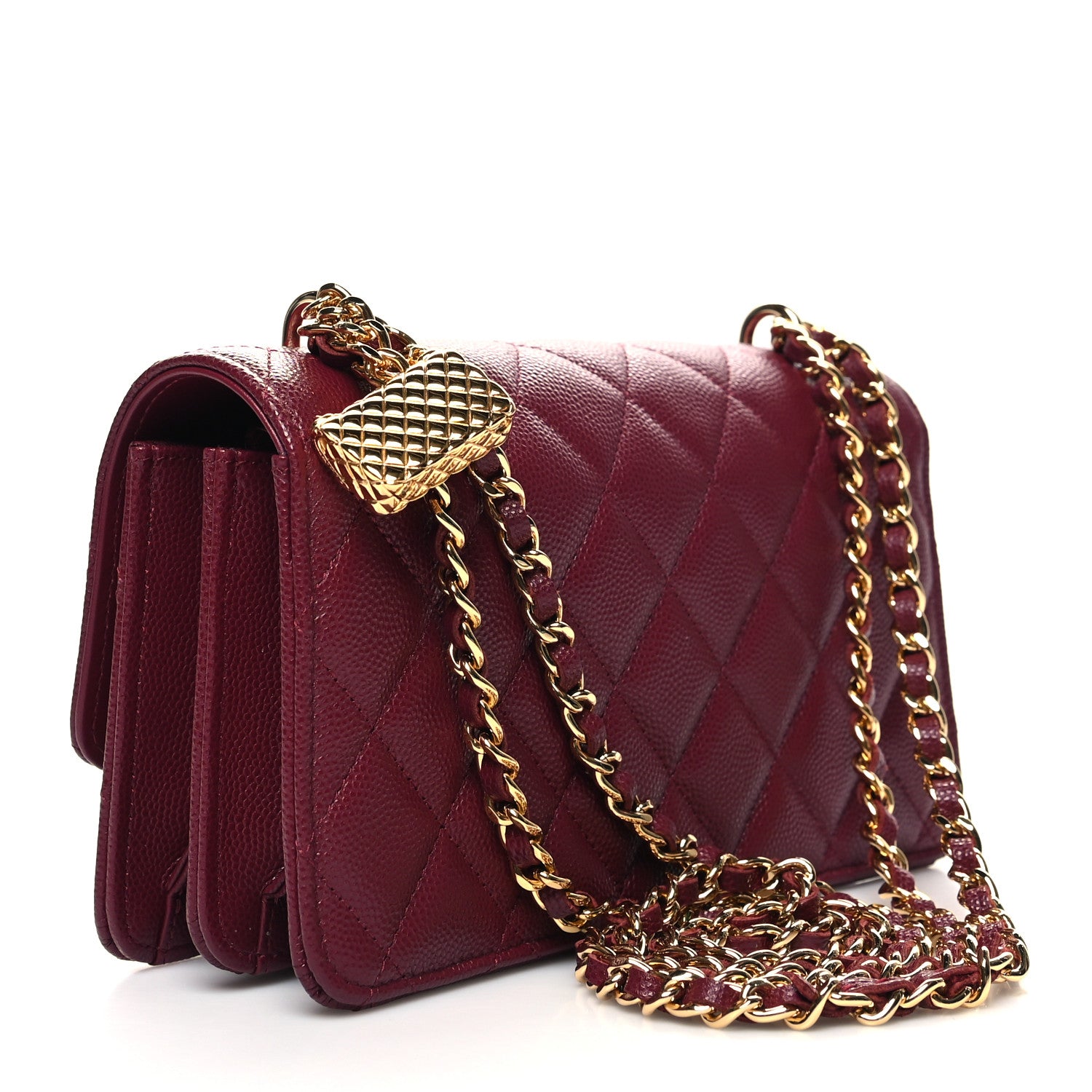 Chanel Caviar Quilted Timeless Charm Mini Flap Burgundy 3 of 12
