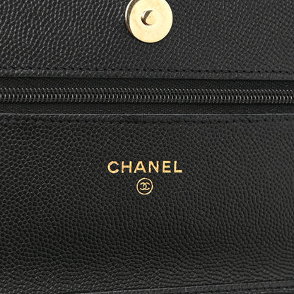 Chanel Caviar Quilted Crystal CC Wallet On Chain WOC Black 6 of 12