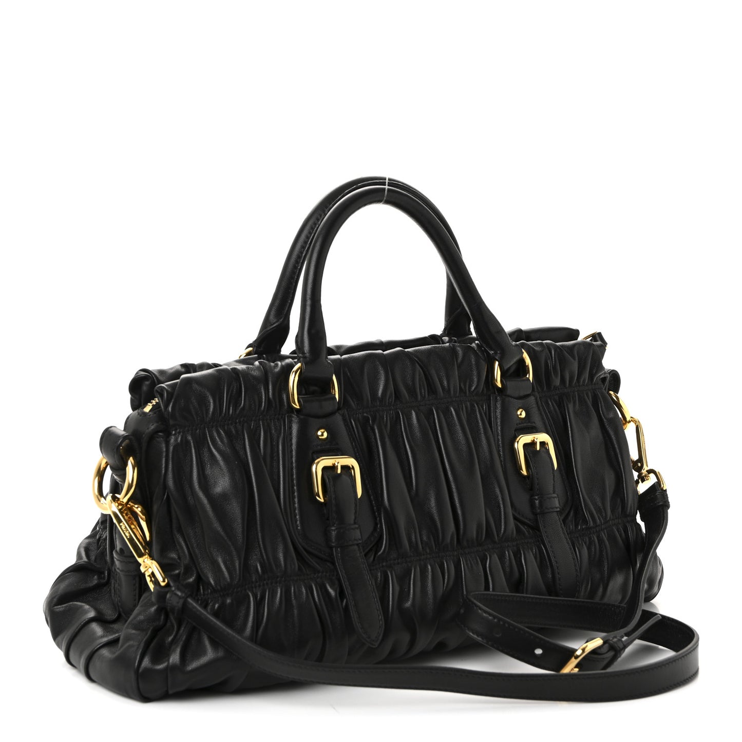 Nappa Gaufre Shopping Satchel Black