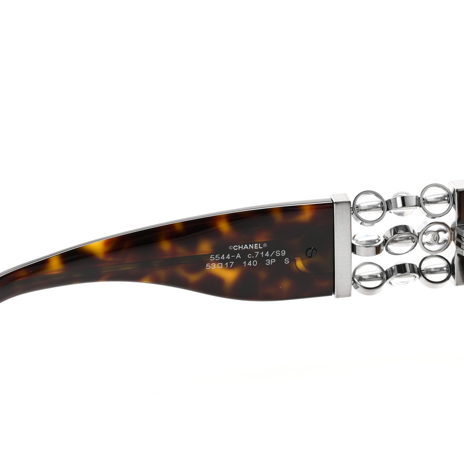 Chanel Acetate Glass Pearl Polarized Oval Sunglasses 5544 Tortoise 5 of 8