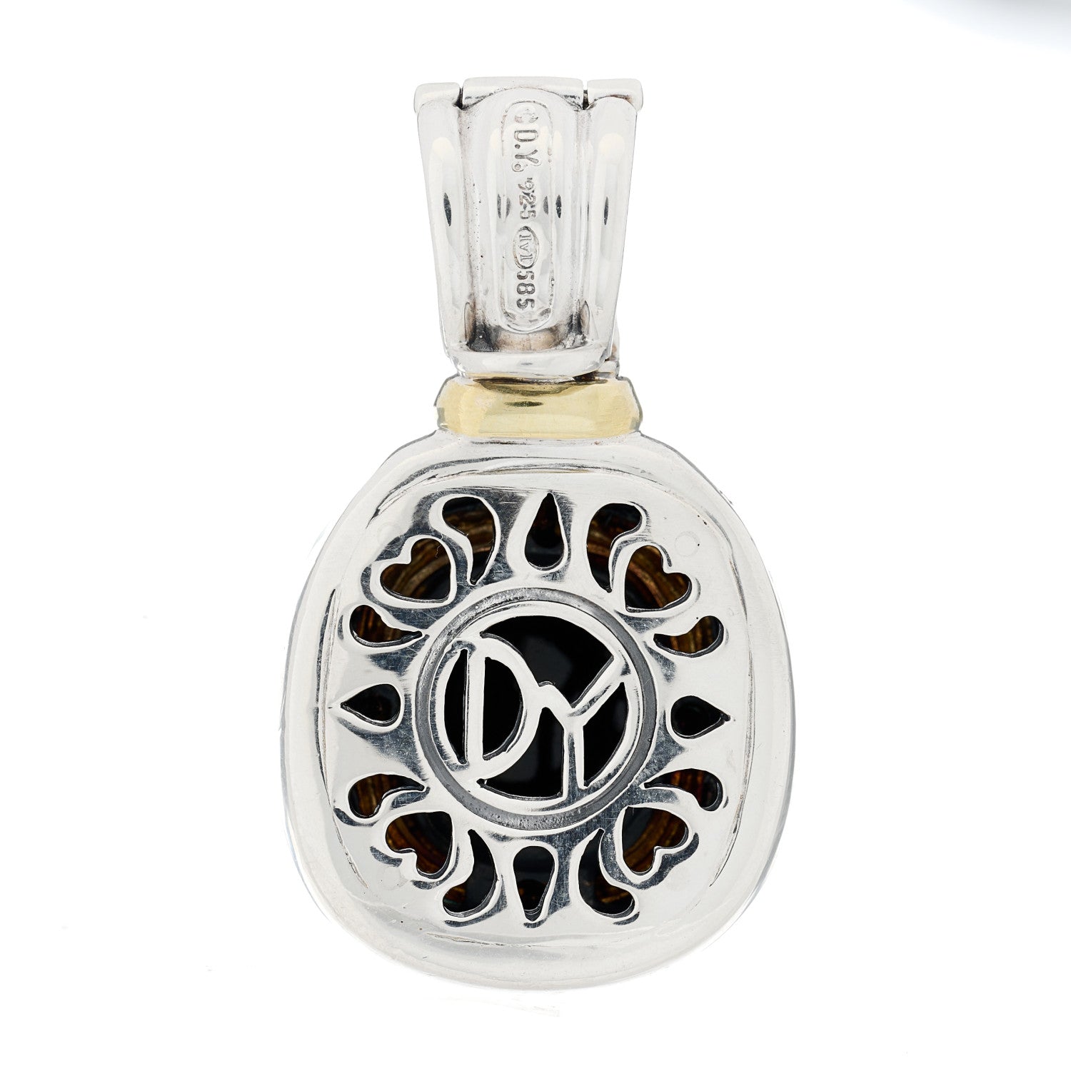 David Yurman Sterling Silver 14K Yellow Gold Black Onyx Albion Enhancer Pendant 3 of 5