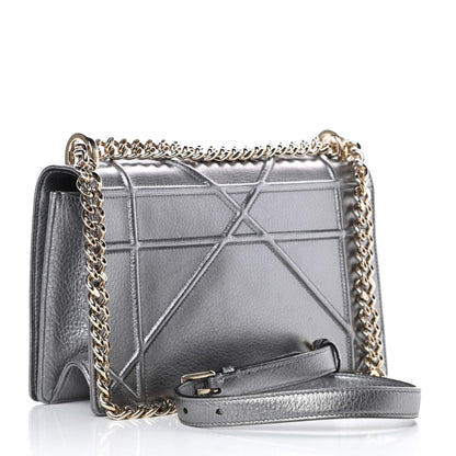 Christian Dior Metallic Grained Calfskin Medium Diorama Flap Bag Silver 3 of 17