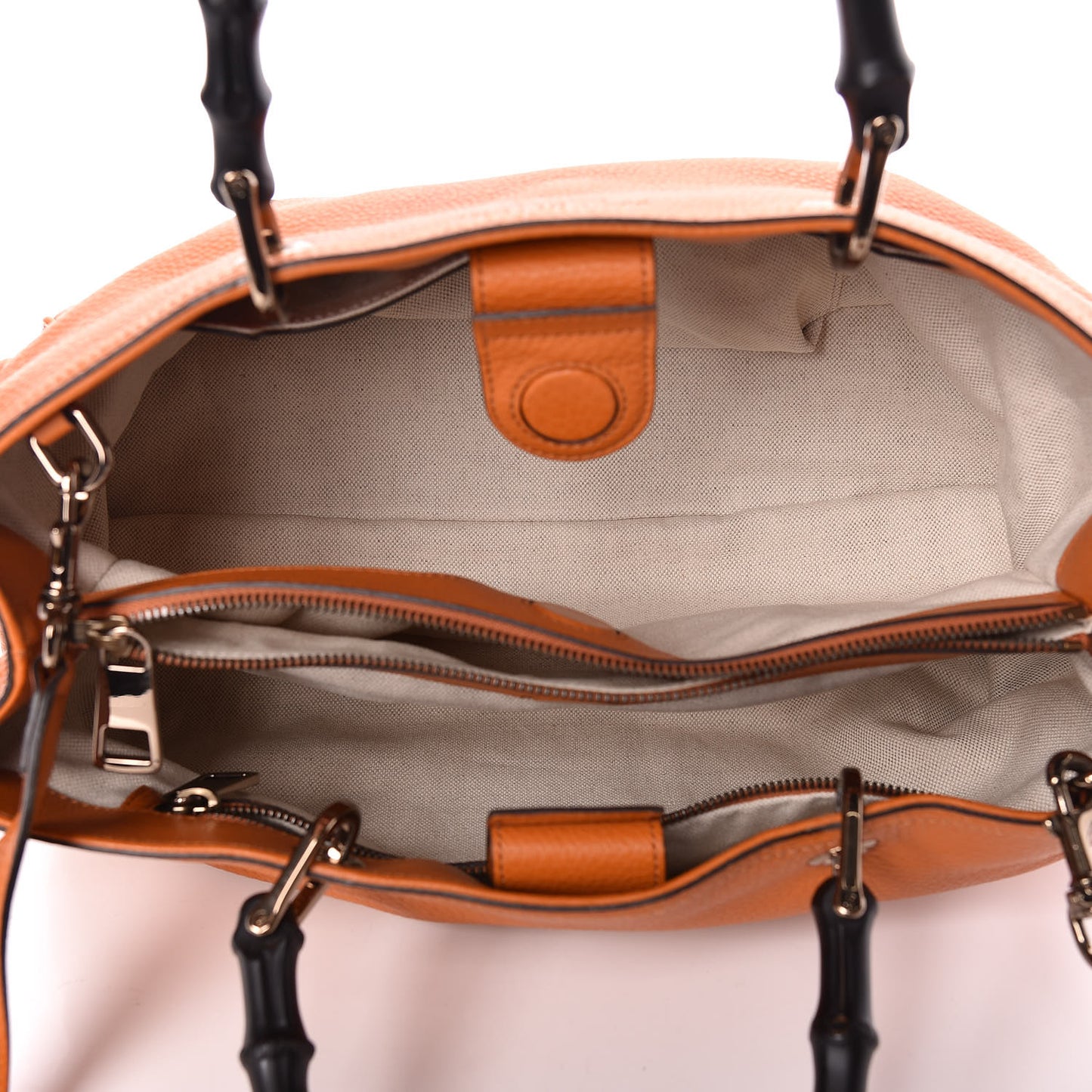 Cellarius Calfskin Medium Bamboo Shopper Tote Orange