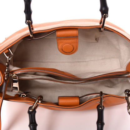 Gucci Cellarius Calfskin Medium Bamboo Shopper Tote Orange 7 of 11