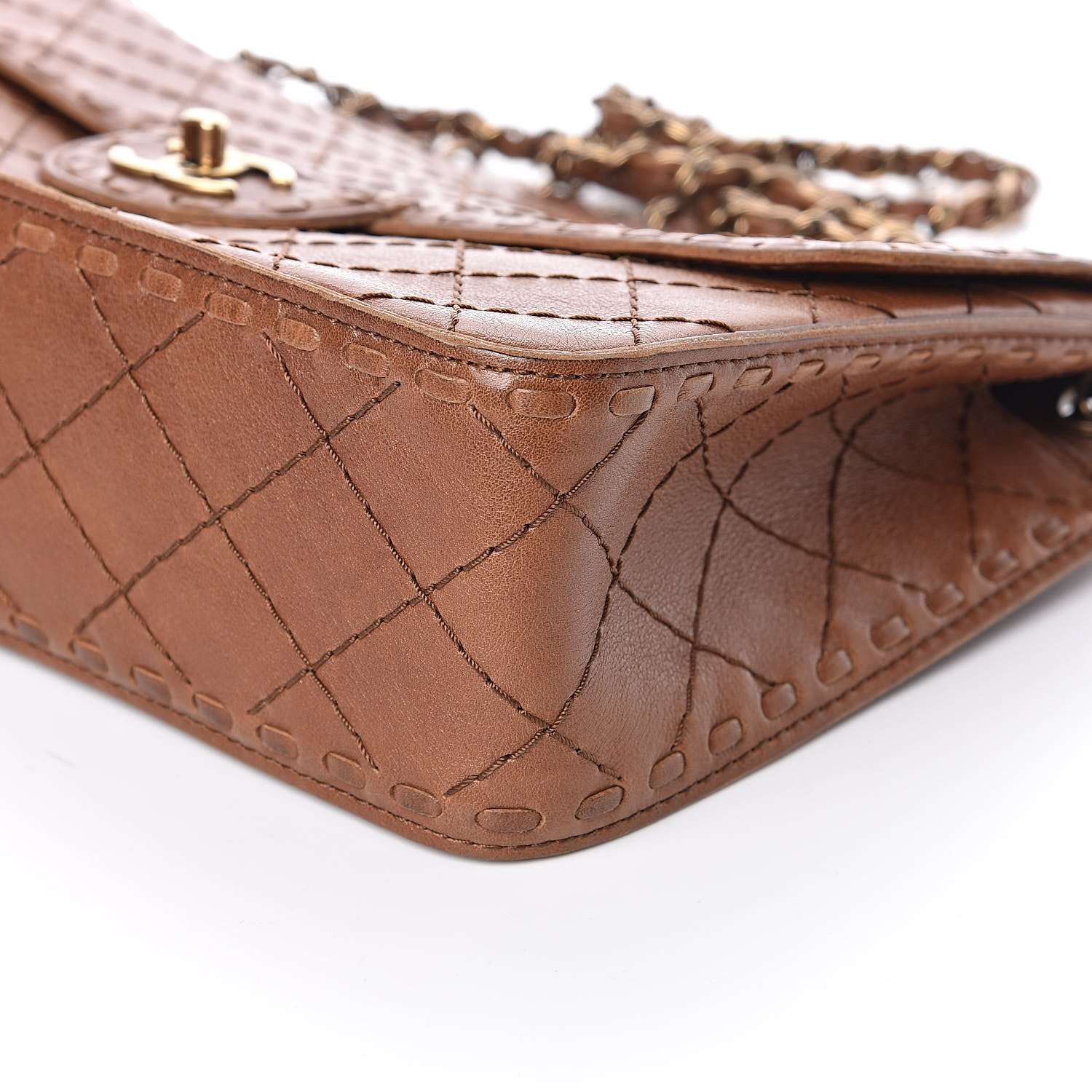 Chanel Calfskin Stitched Large Vintage Flap Brown 11 of 13