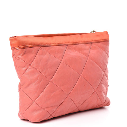 Lanvin Lambskin Quilted Amalia Cosmetic Pouch Coral 3 of 13