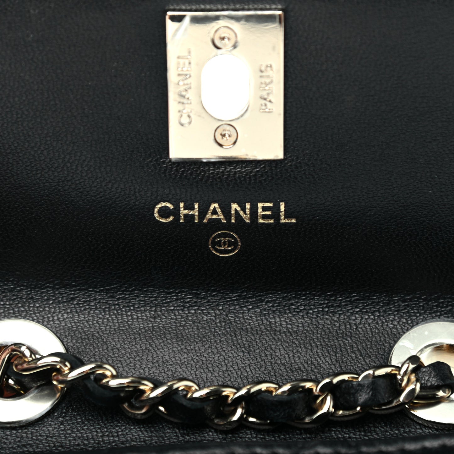 Lambskin Quilted Trendy CC Card Holder On Chain Black