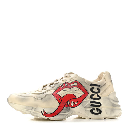 Gucci Calfskin Mouth Print Mens Rhyton Sneakers 9.5 Ivory 1 of 10