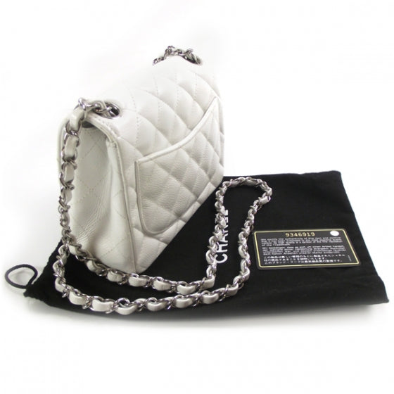 Caviar Quilted Mini Flap White