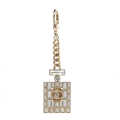 Chanel Crystal CC Perfume Key Chain Charm Gold 1 of 5
