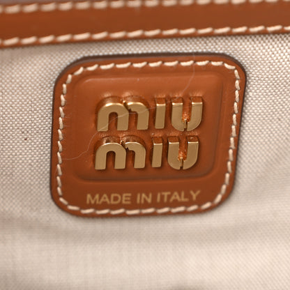 Miu Miu Canvas Calfskin Large Beau Top Handle Bag Naturale Brandy 6 of 10