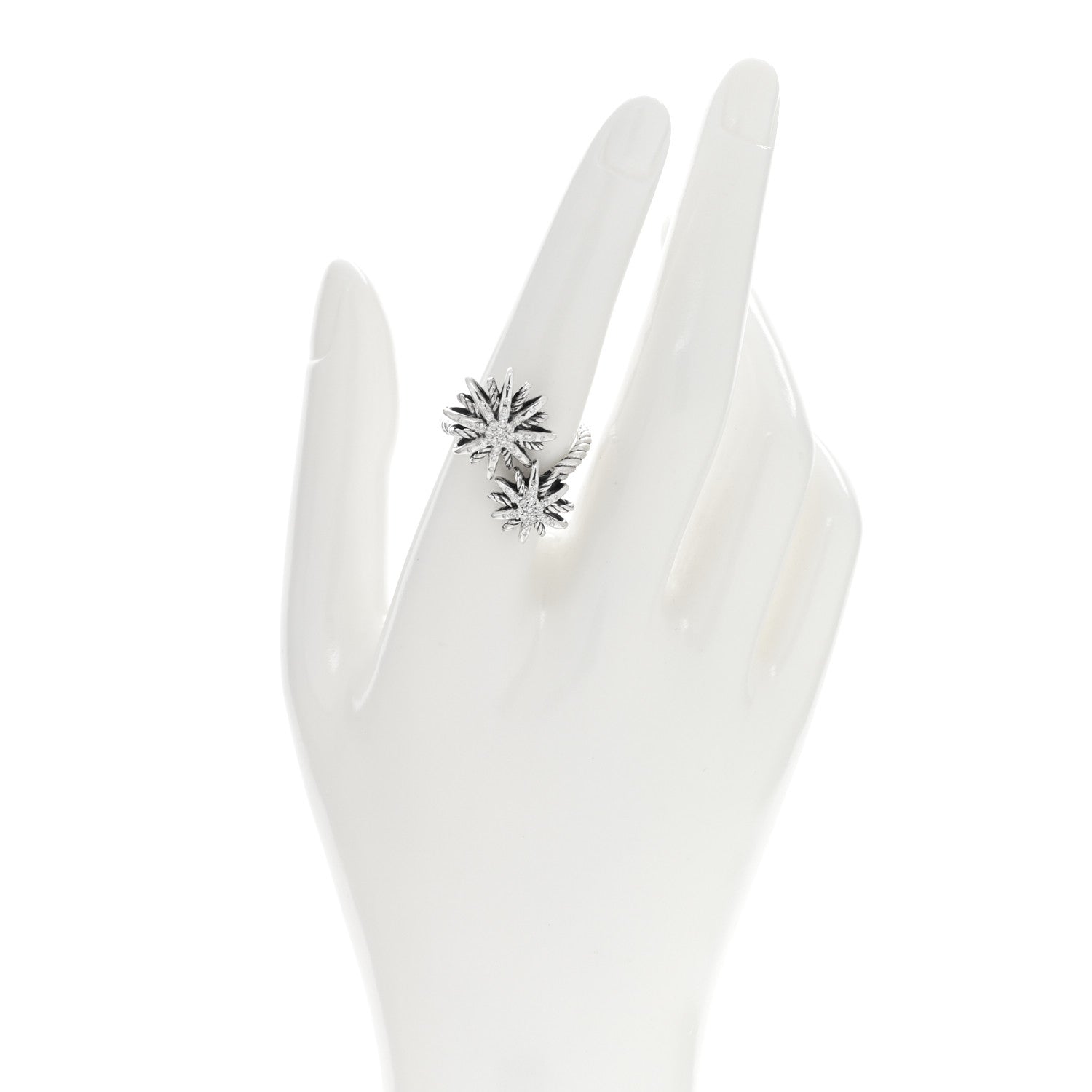 David Yurman Sterling Silver Diamond 28mm Open Starburst Ring 56 7.5 2 of 4