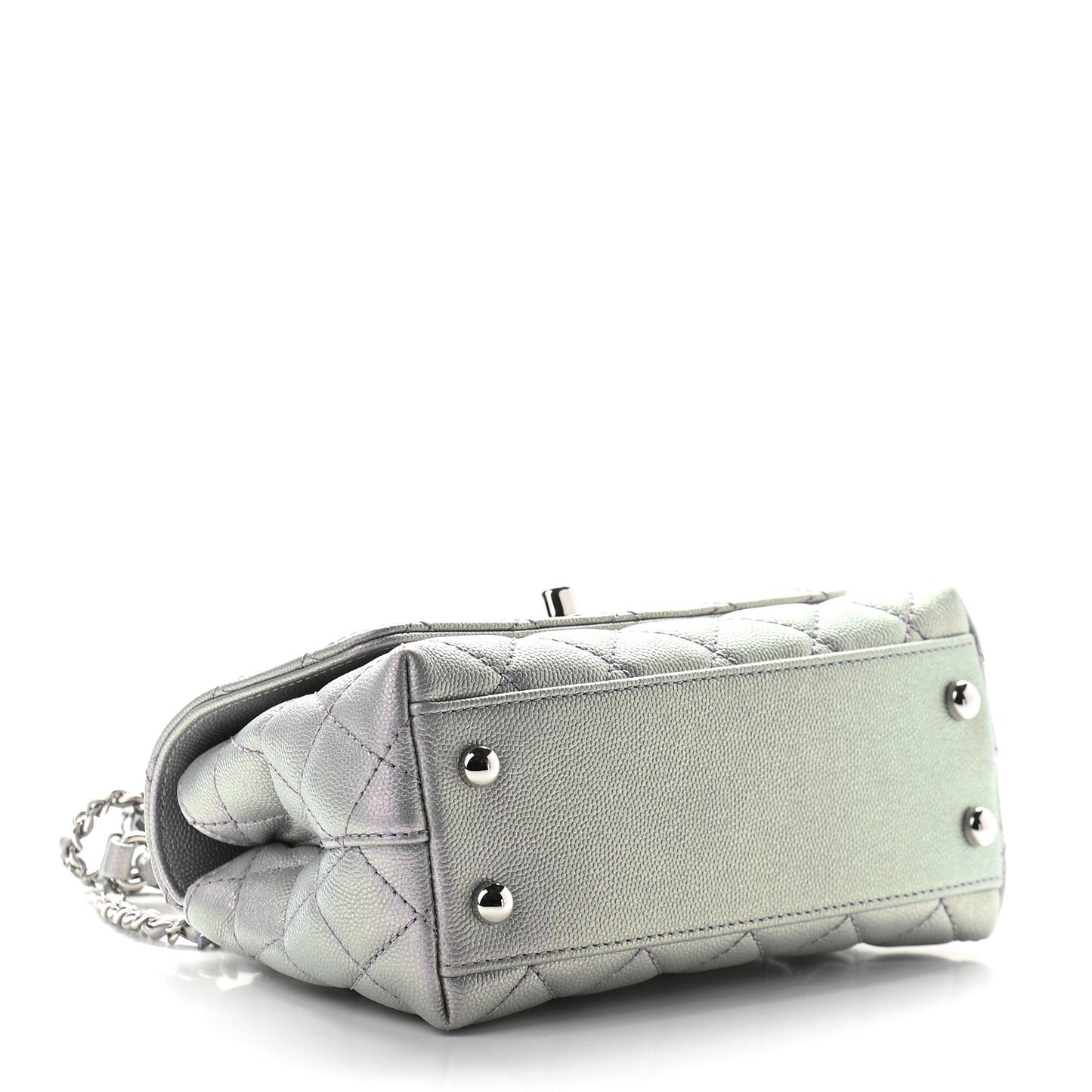 Iridescent Caviar Quilted Extra Mini Coco Handle Flap Purple