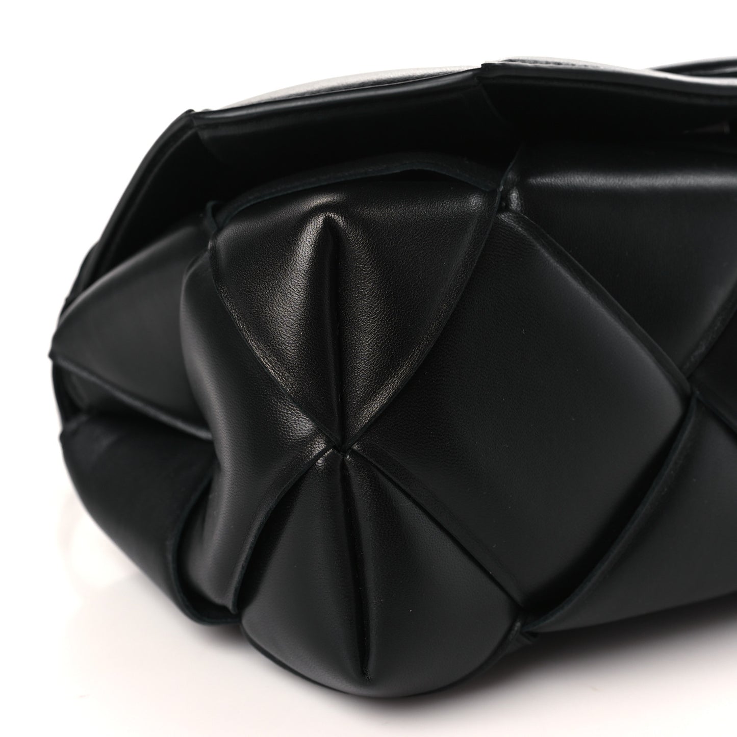 Nappa Intreccio Padded Top Handle Shoulder Bag Black