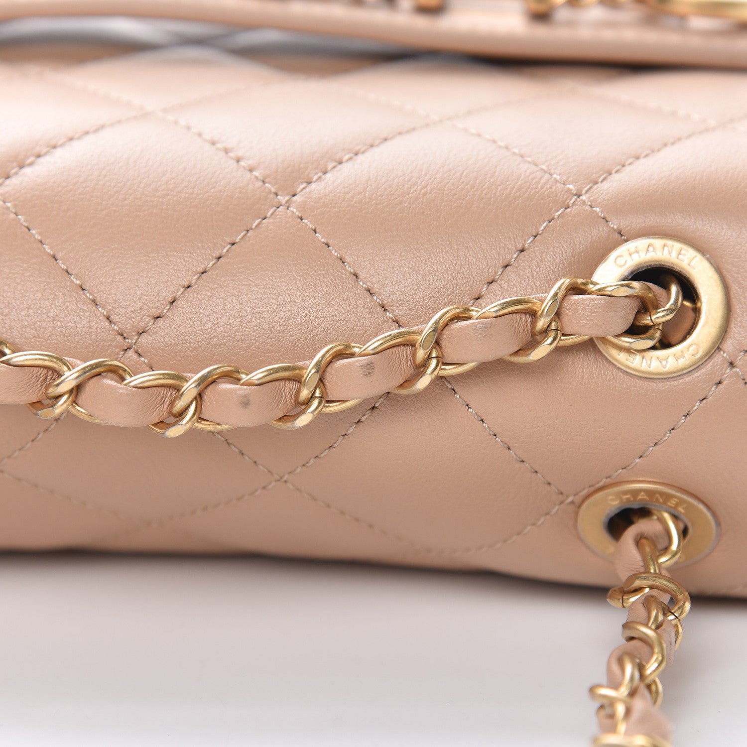 Chanel Calfskin Quilted Small Enchained Flap Beige 12 of 12