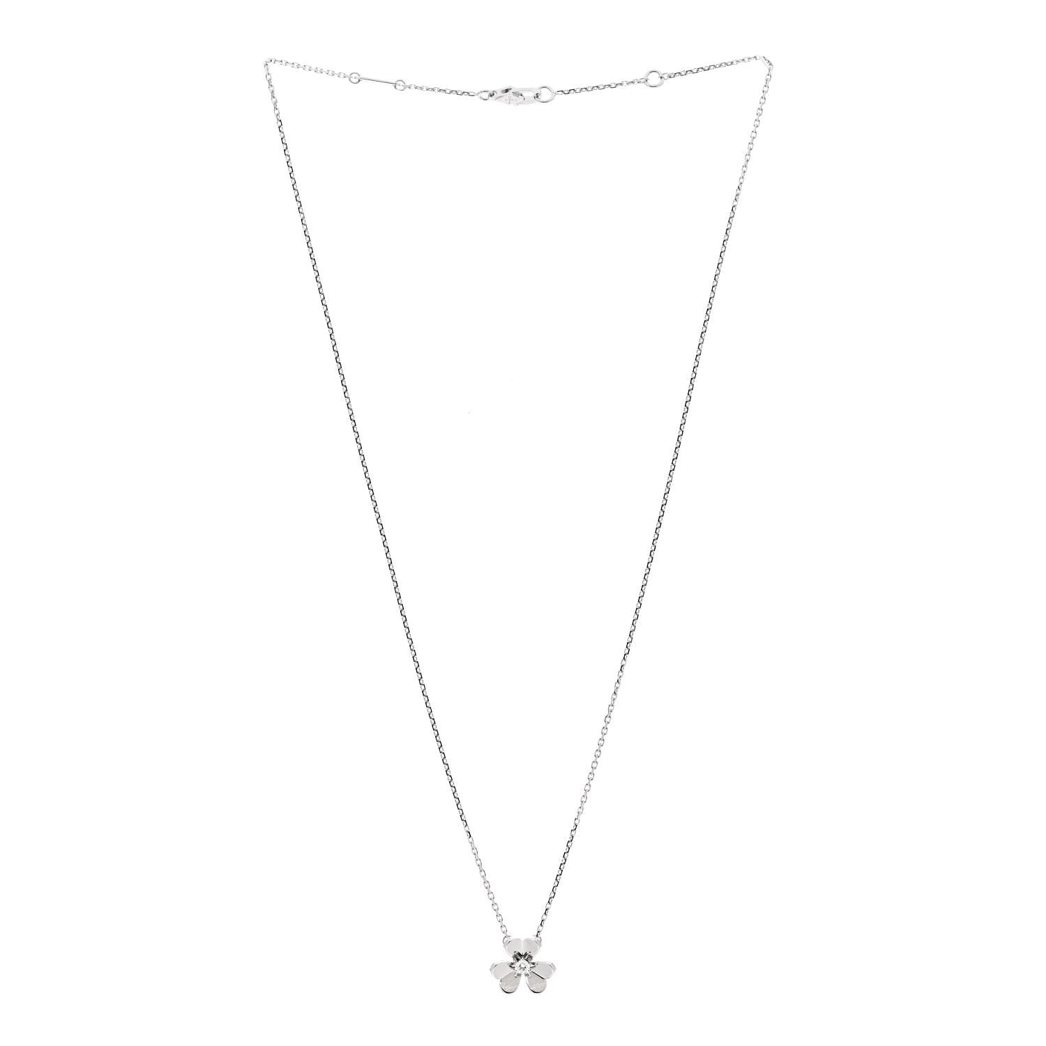 Van Cleef & Arpels 18K White Gold Diamond Mini Frivole Pendant Necklace 3 of 7