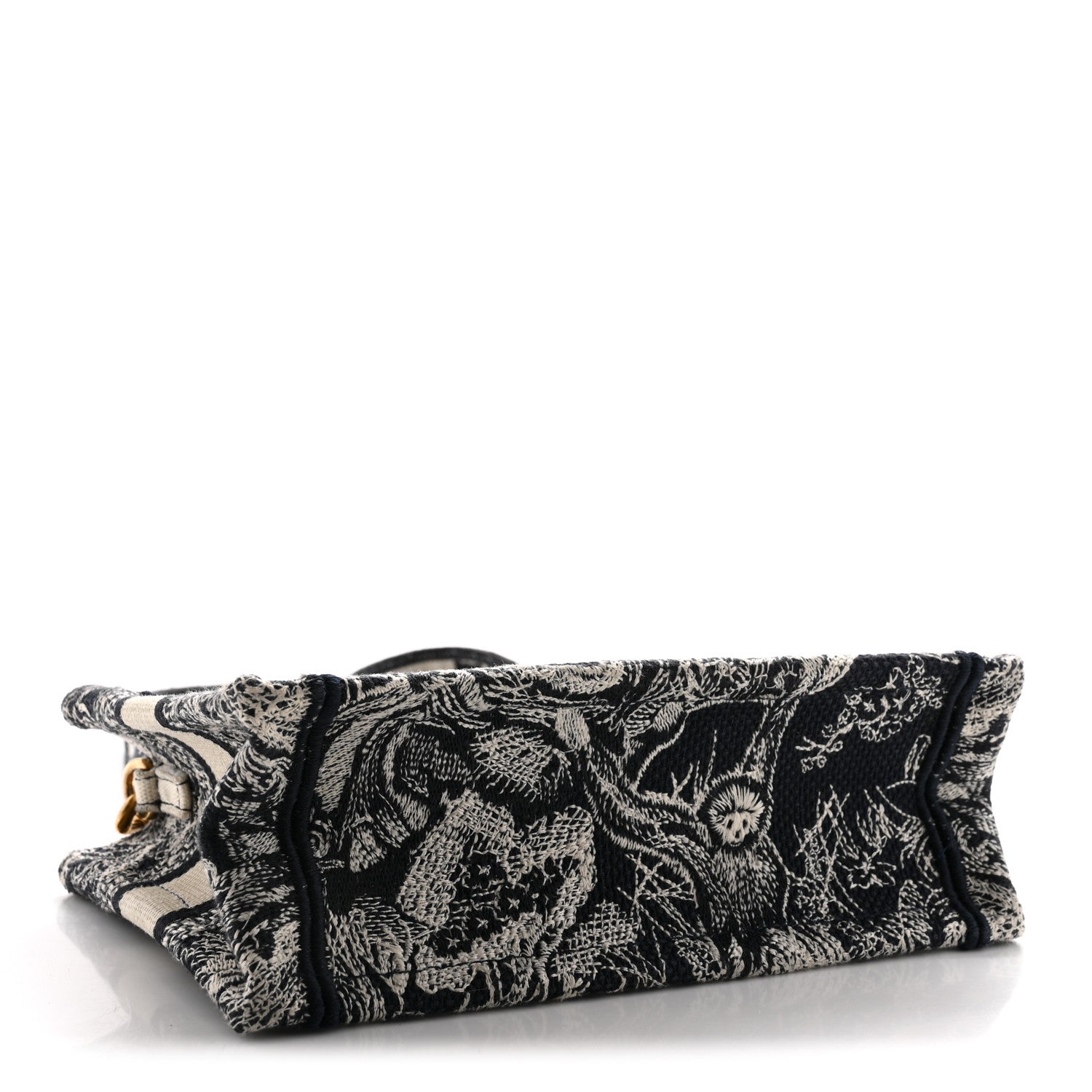 Christian Dior Canvas Embroidered Toile De Jouy Reverse Mini Book Tote With Strap Blue Multicolor 4 of 11