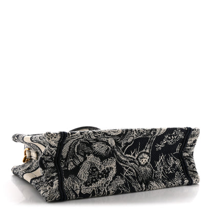 Christian Dior Canvas Embroidered Toile De Jouy Reverse Mini Book Tote With Strap Blue Multicolor 4 of 11