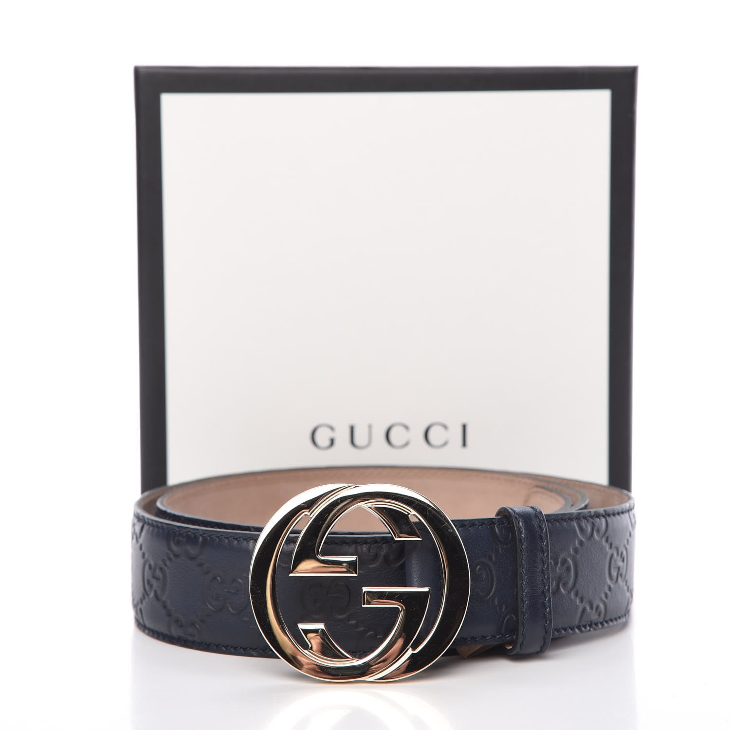 Gucci Guccissima Interlocking G Belt 100 40 Navy 7 of 7