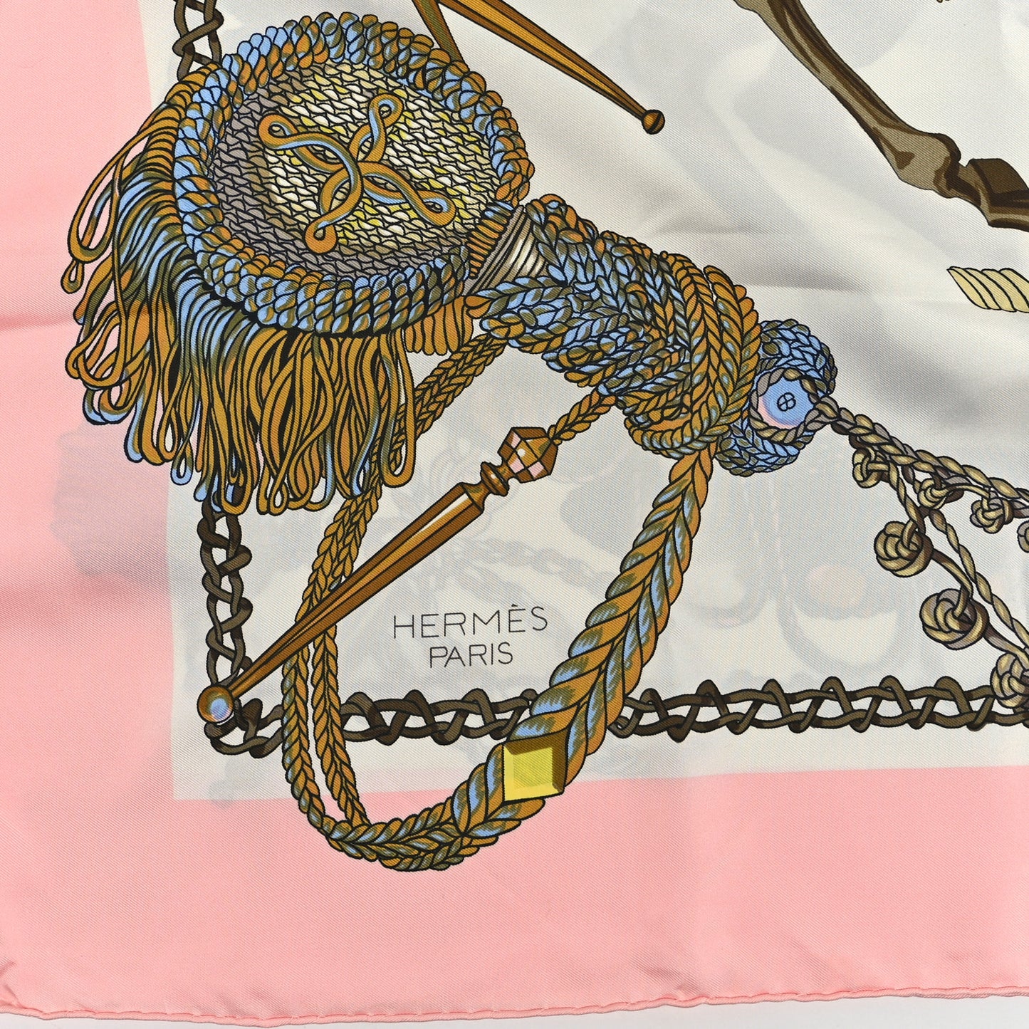Silk Le Timbalier Scarf 90 Rose White Multicolor