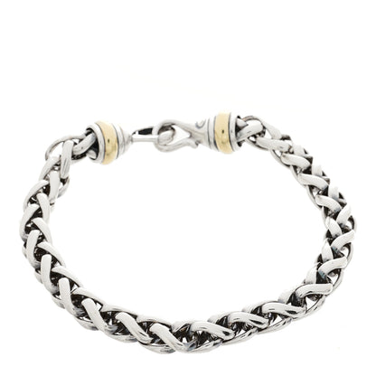 David Yurman Sterling Silver 14K Yellow Gold 8mm Wheat Chain Bracelet 1 of 3