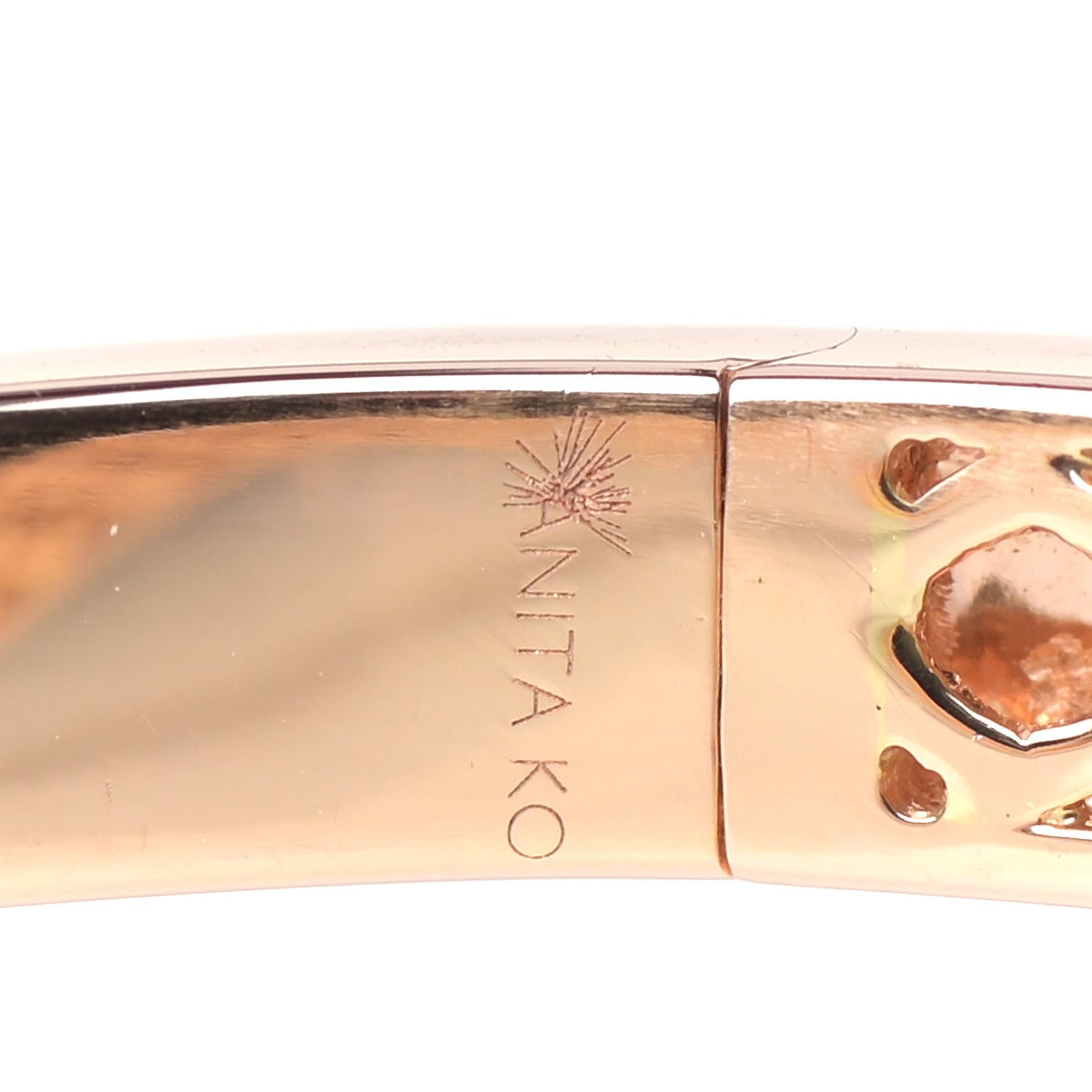 Anita Ko 18K Rose Gold Diamond V Bangle Bracelet 4 of 7