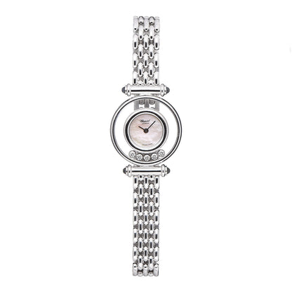Chopard 18K White Gold 5 Diamond Mother of Pearl 22mm Happy Diamonds Quartz Watch 1 of 7