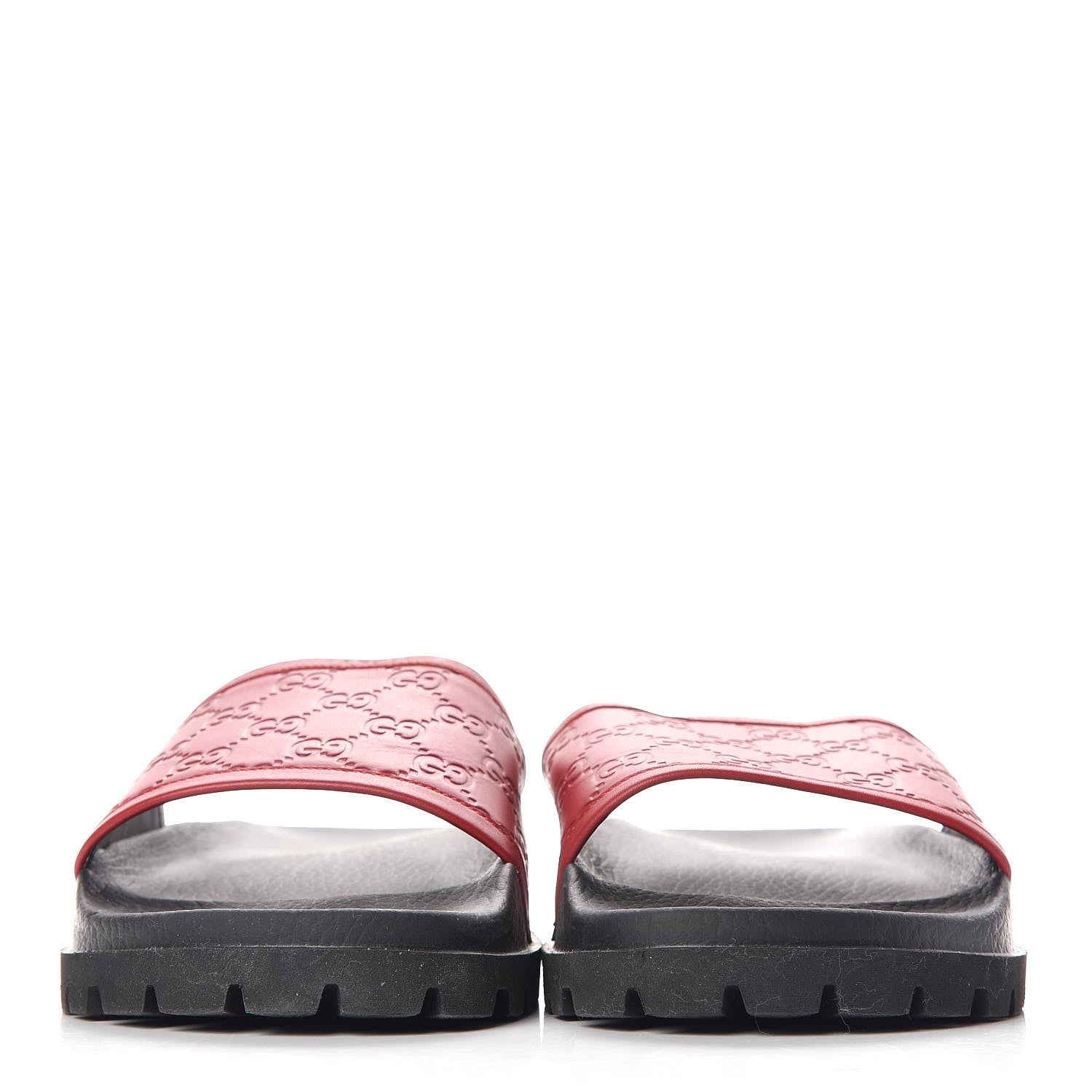 Gucci Guccissima Signature Mens Lug Sole Slide Sandals 13 Hibiscus Red 2 of 8