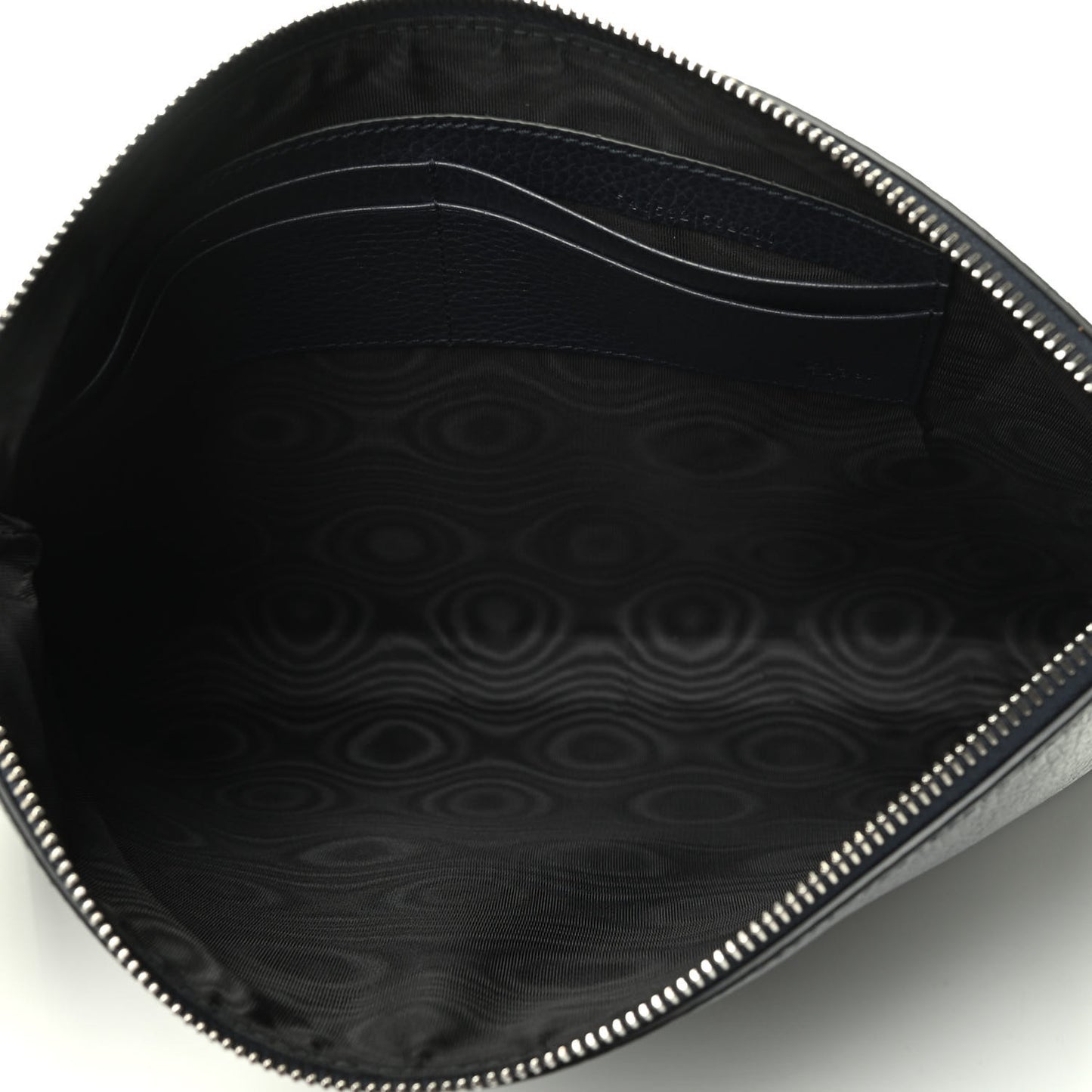 Grained Calfskin Zip Wristlet Pouch Navy