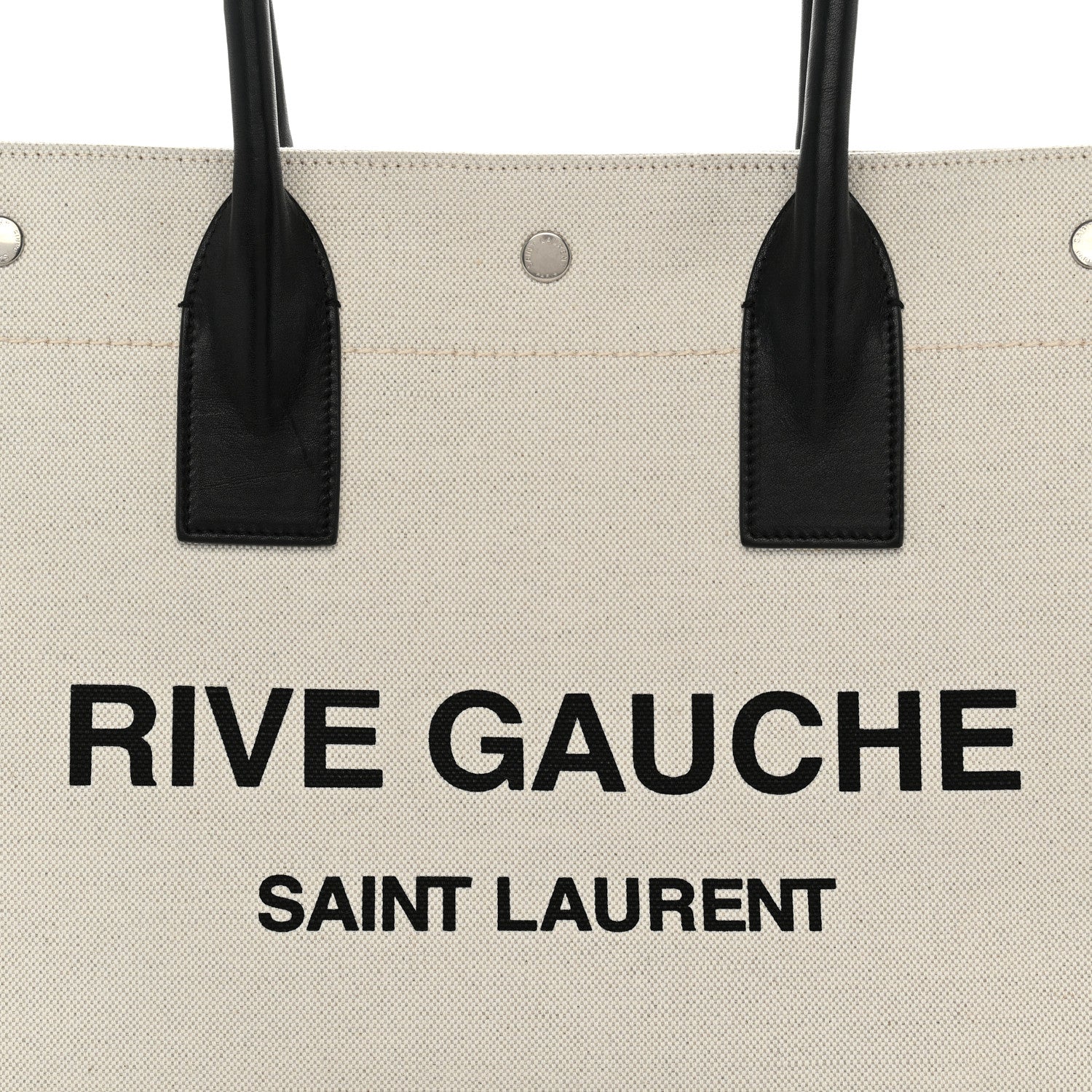 Saint Laurent Linen Calfskin Small Rive Gauche Tote Optic White 8 of 11